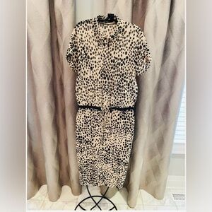 Marc Cain Leopard Print Midi Dress - Short Sleeves / Sheer Top / Knit Bottom